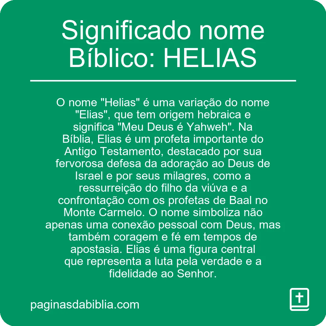 Significado nome Bíblico: HELIAS