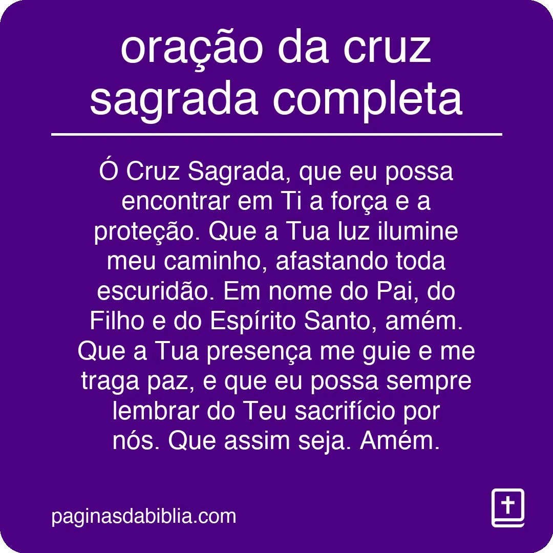 oração da cruz sagrada completa