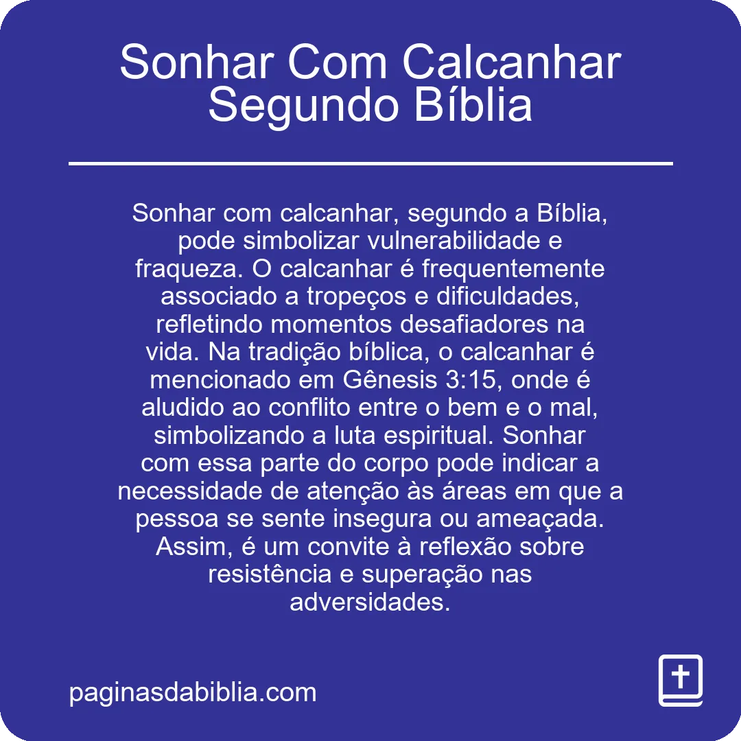 Sonhar Com Calcanhar Segundo Bíblia