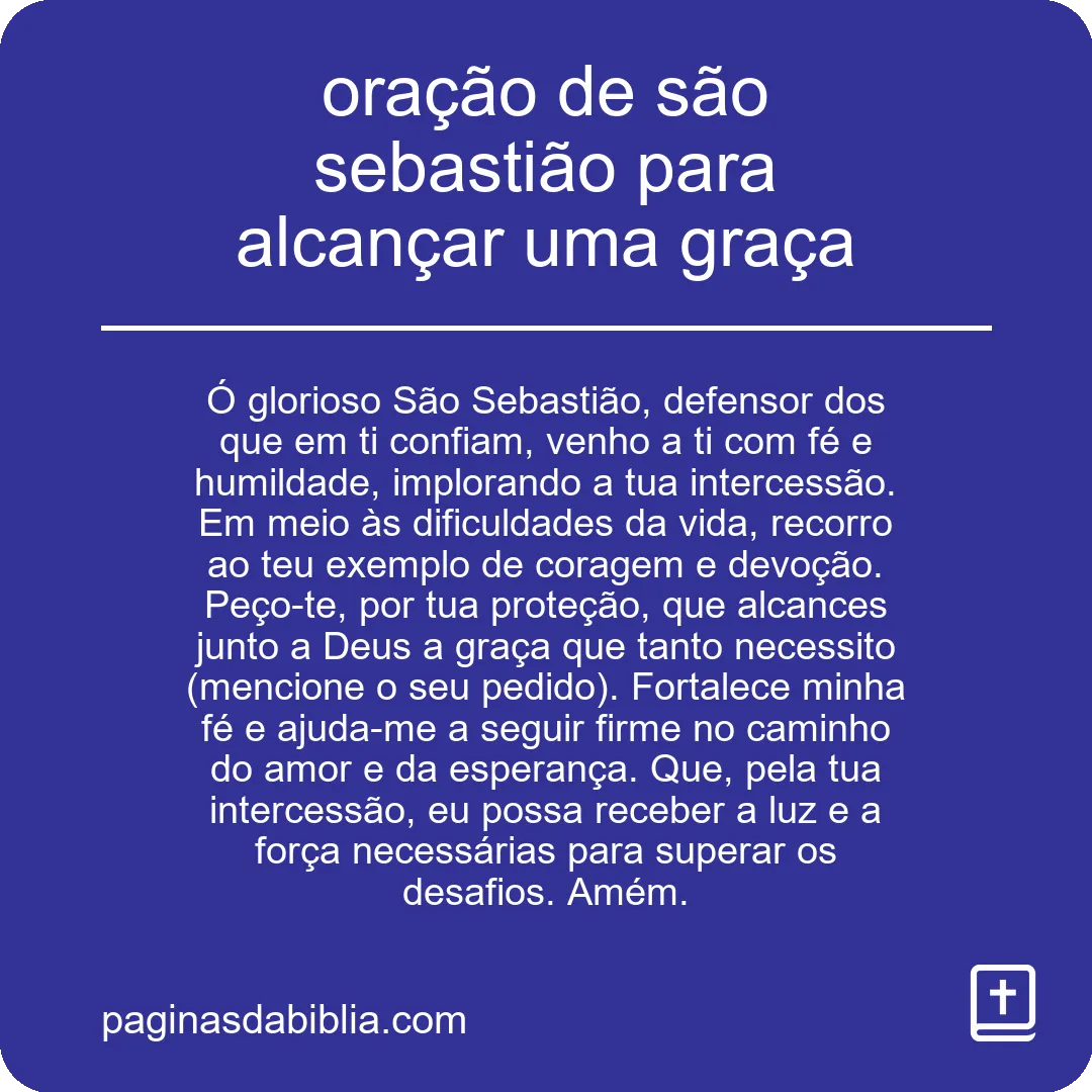 oração de são sebastião para alcançar uma graça