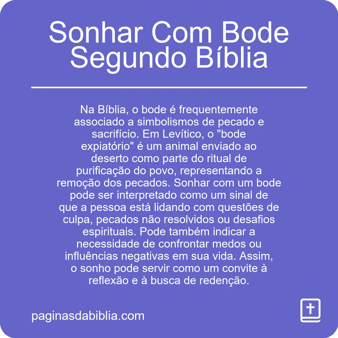 Sonhar Com Bode Segundo Bíblia