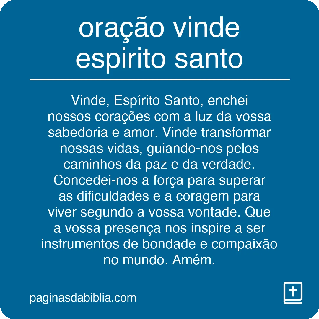 oração vinde espirito santo