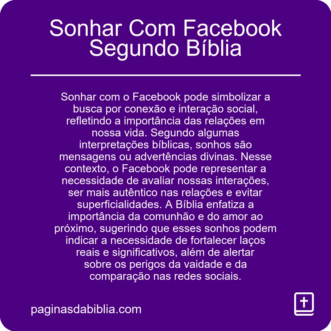 Sonhar Com Facebook Segundo Bíblia