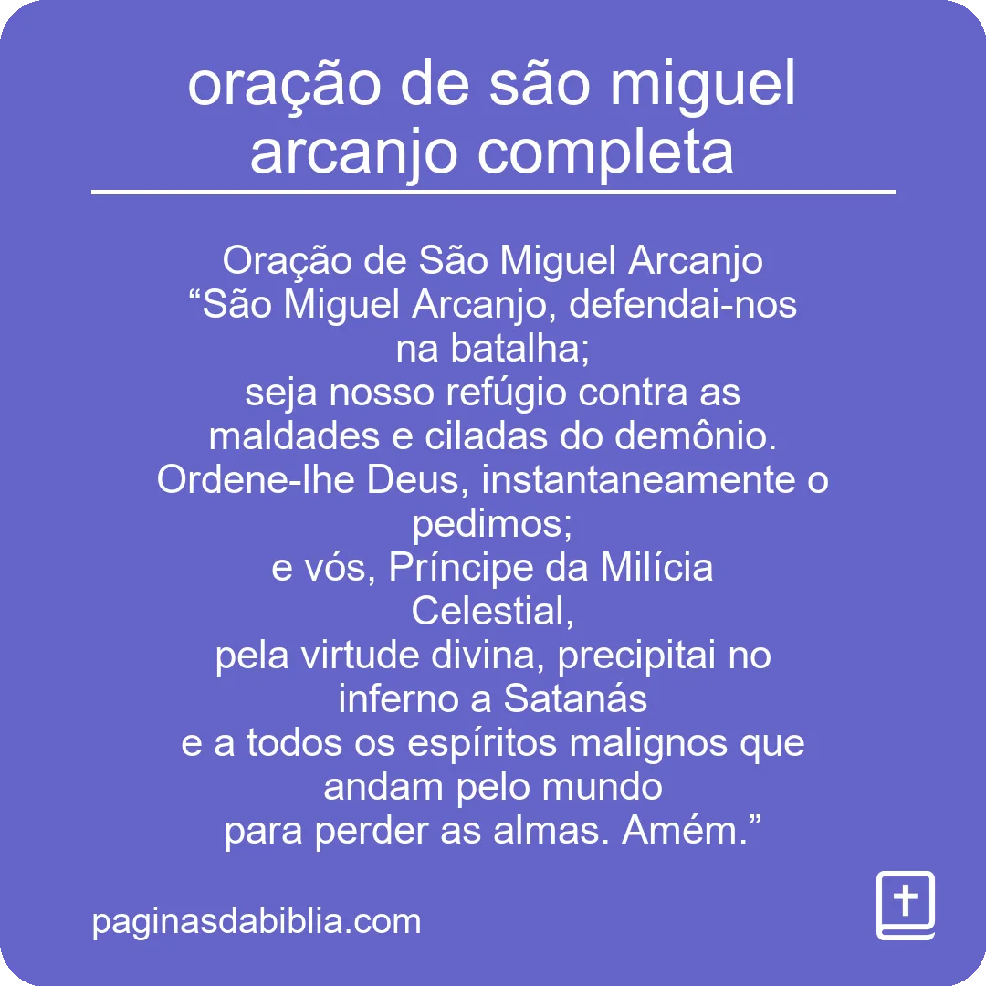 oração de são miguel arcanjo completa