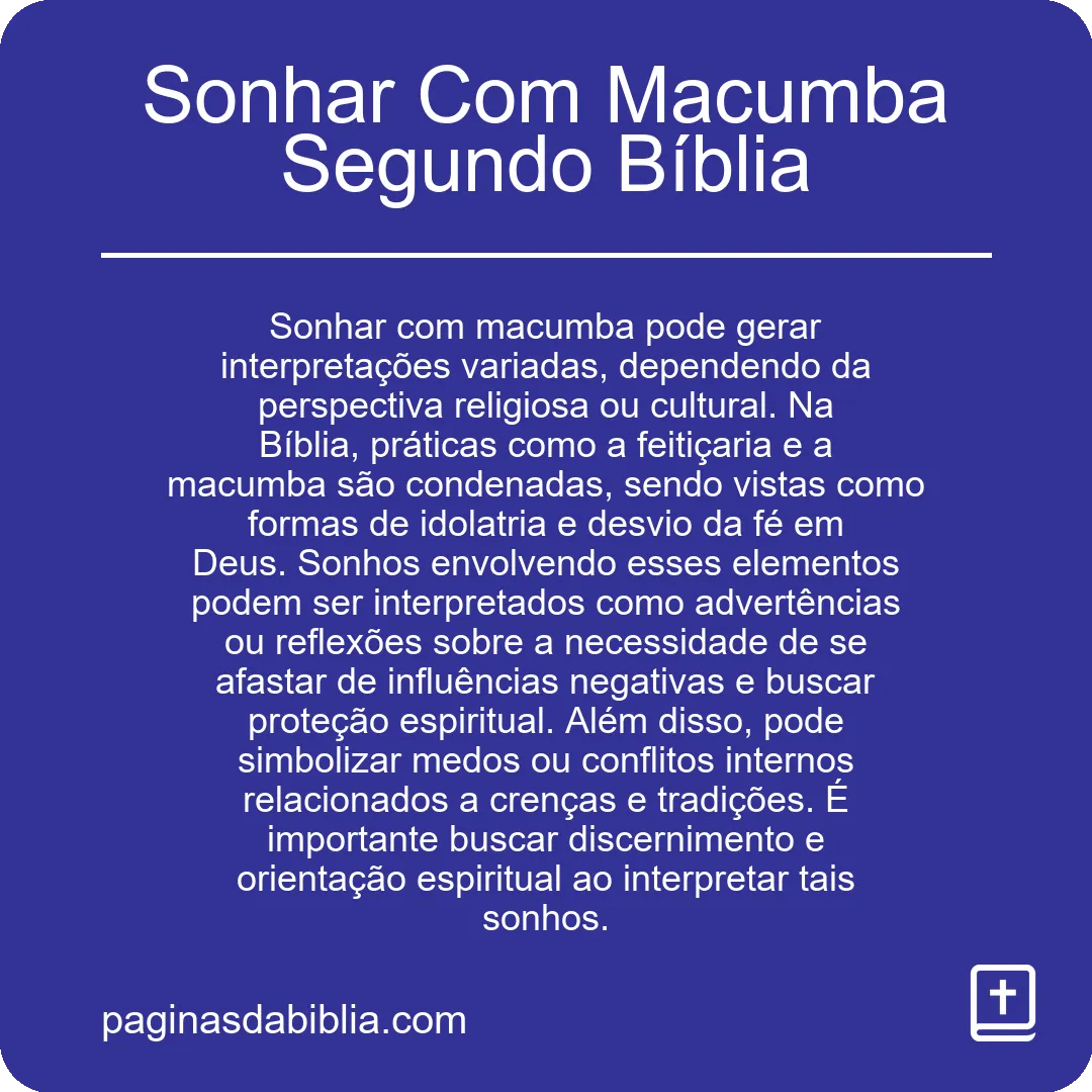 Sonhar Com Macumba Segundo Bíblia