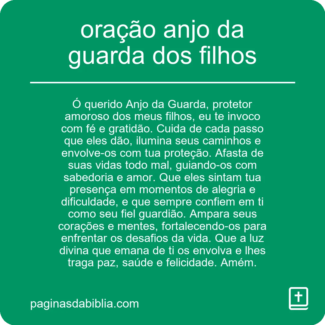 oração anjo da guarda dos filhos