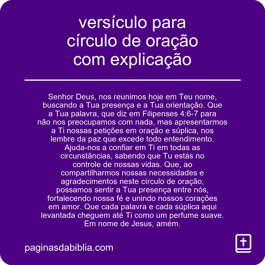 versículo para círculo de oração com explicação