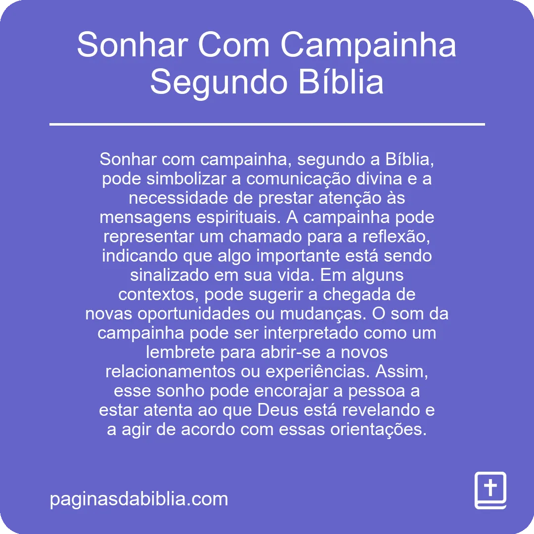 Sonhar Com Campainha Segundo Bíblia