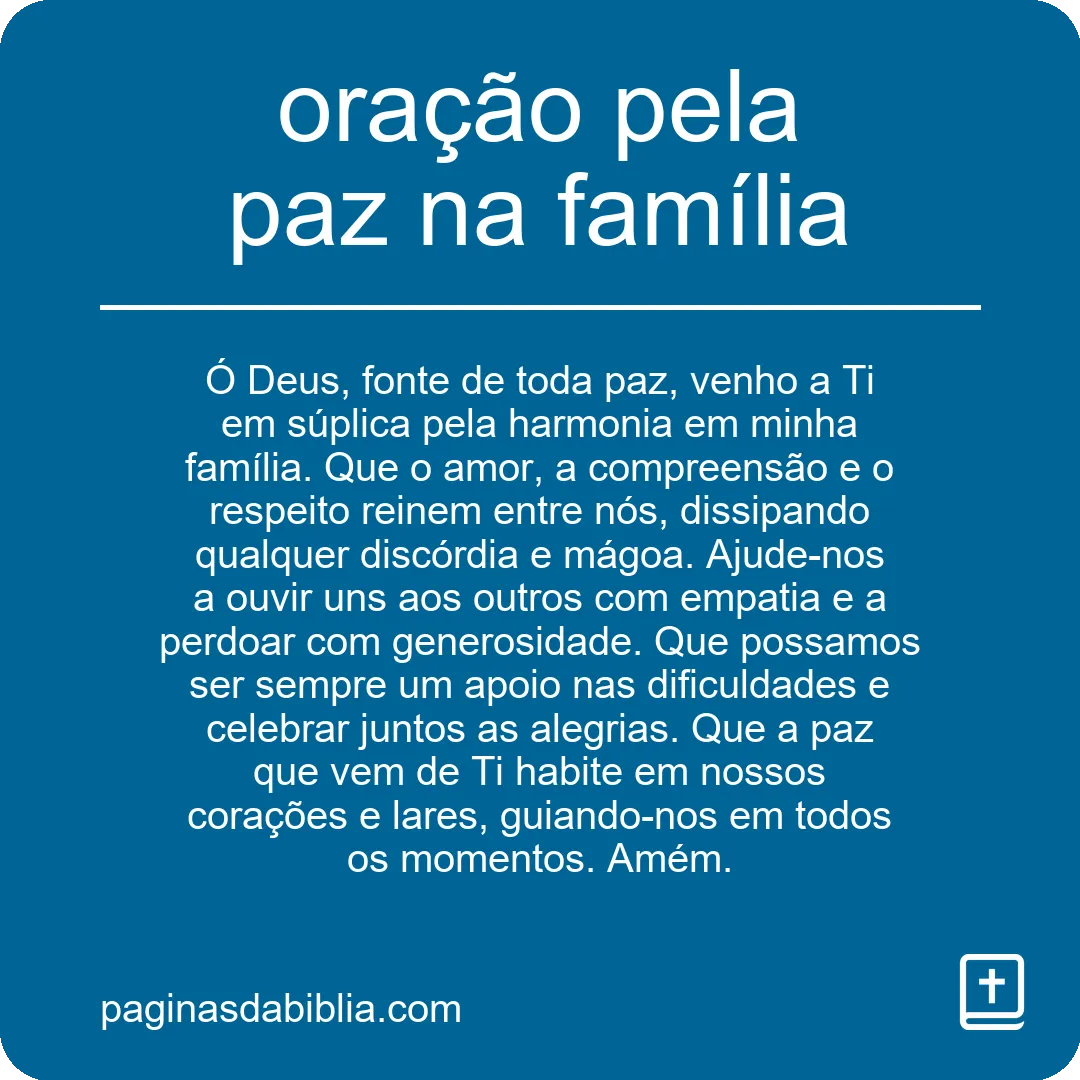 oração pela paz na família