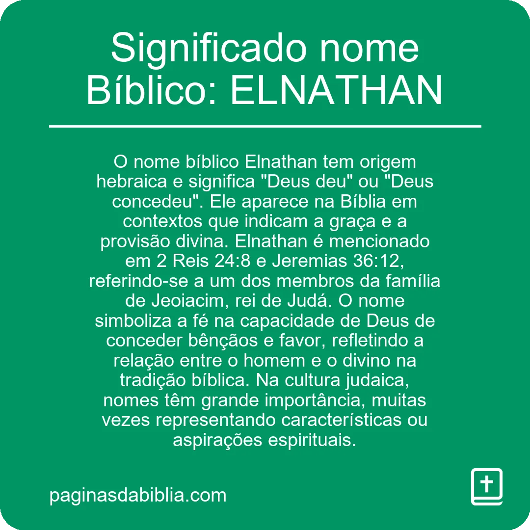 Significado nome Bíblico: ELNATHAN