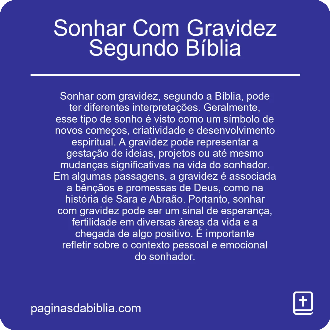 Sonhar Com Gravidez Segundo Bíblia