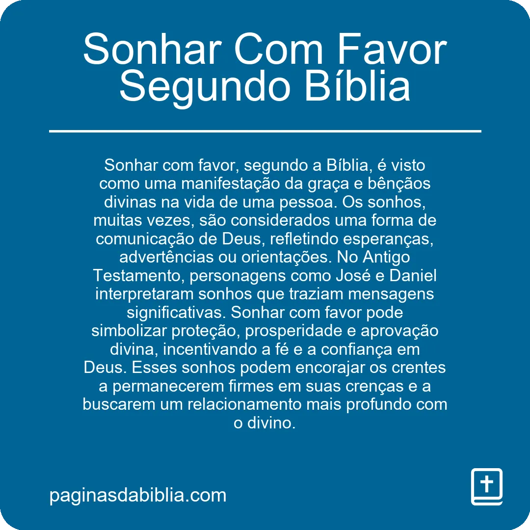 Sonhar Com Favor Segundo Bíblia