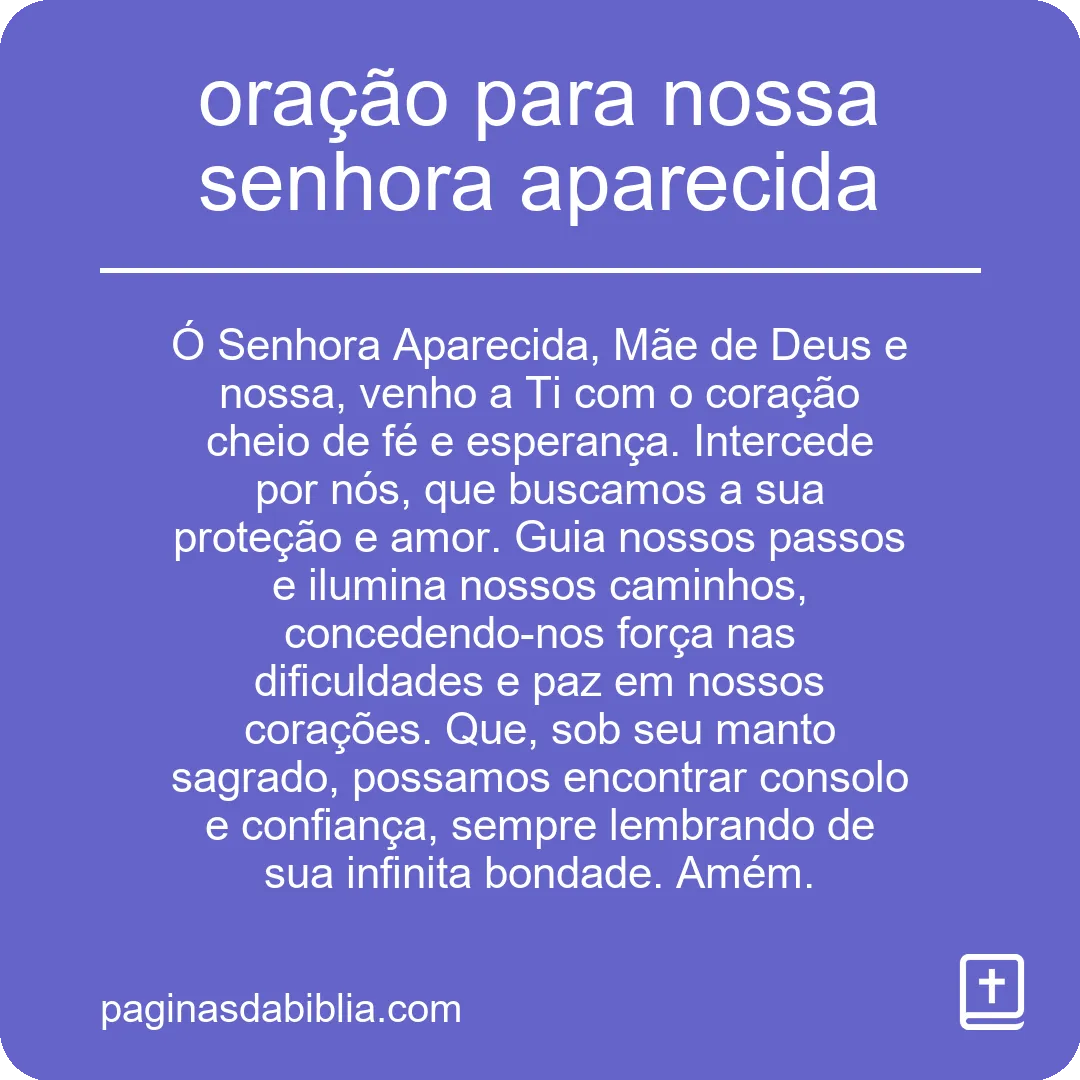 oração para nossa senhora aparecida