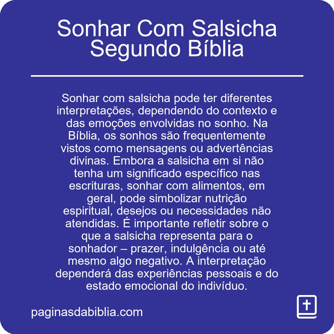 Sonhar Com Salsicha Segundo Bíblia