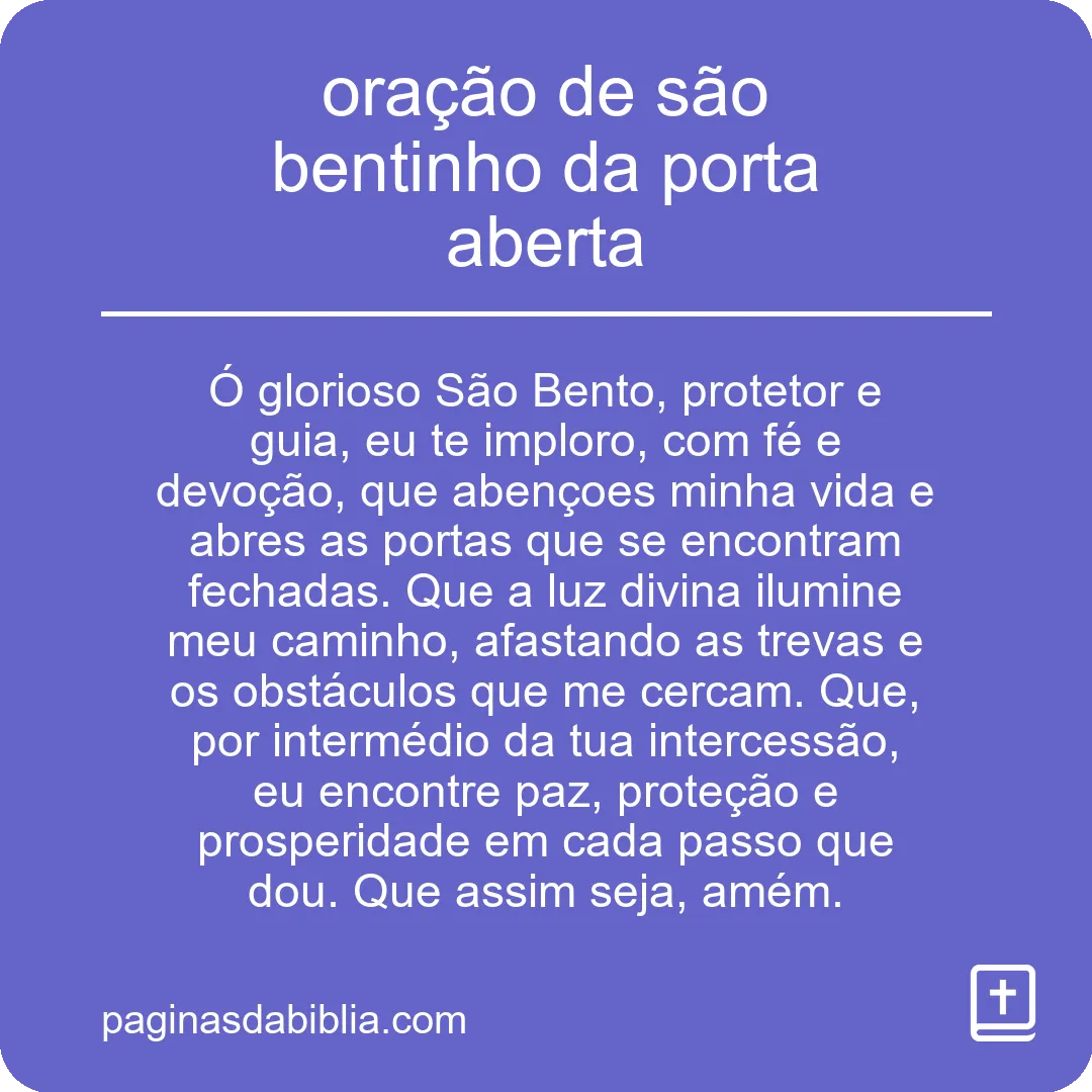 oração de são bentinho da porta aberta