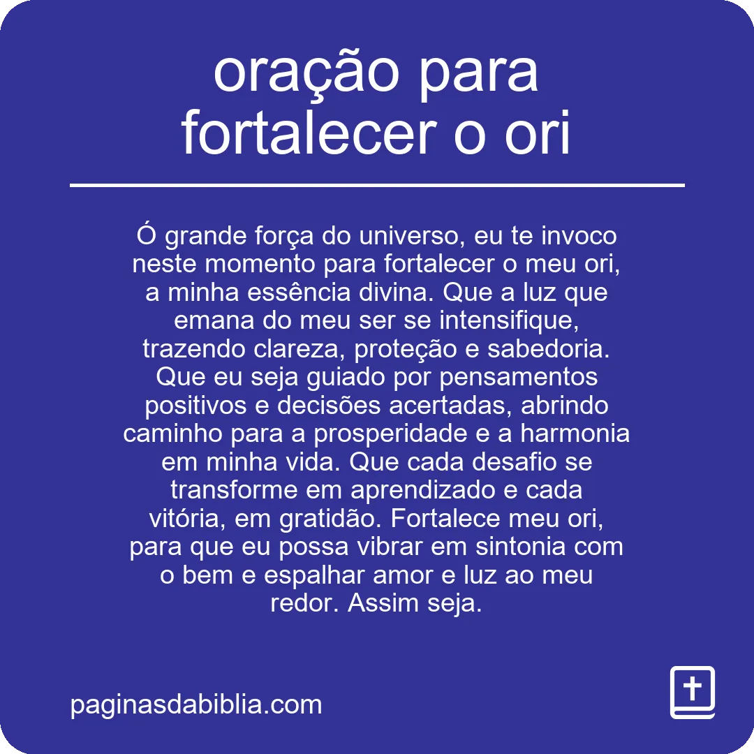 oração para fortalecer o ori