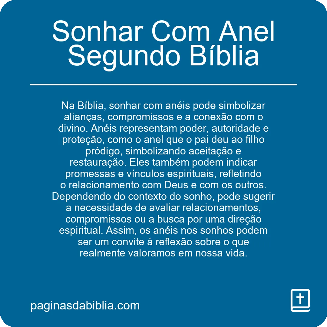 Sonhar Com Anel Segundo Bíblia