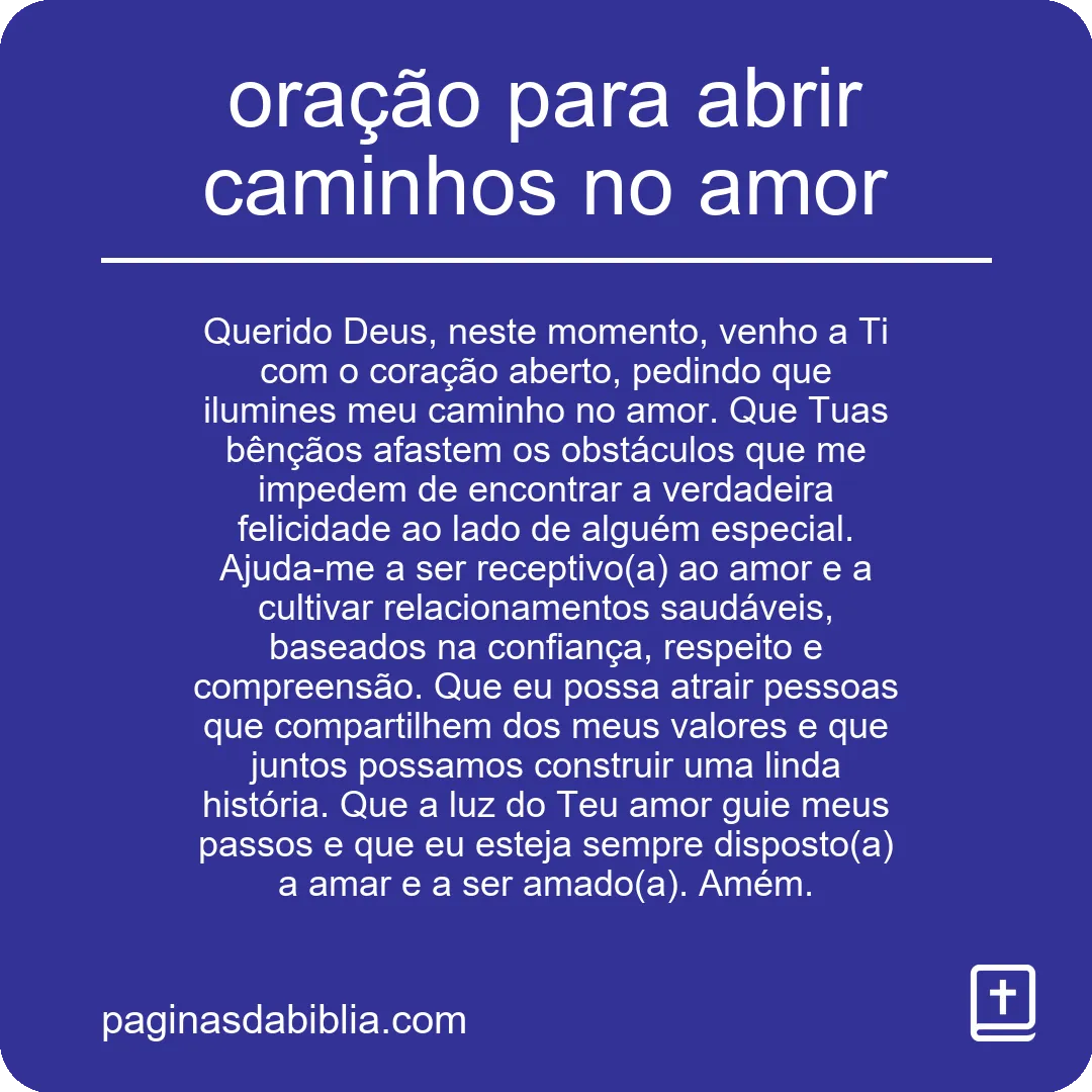 oração para abrir caminhos no amor