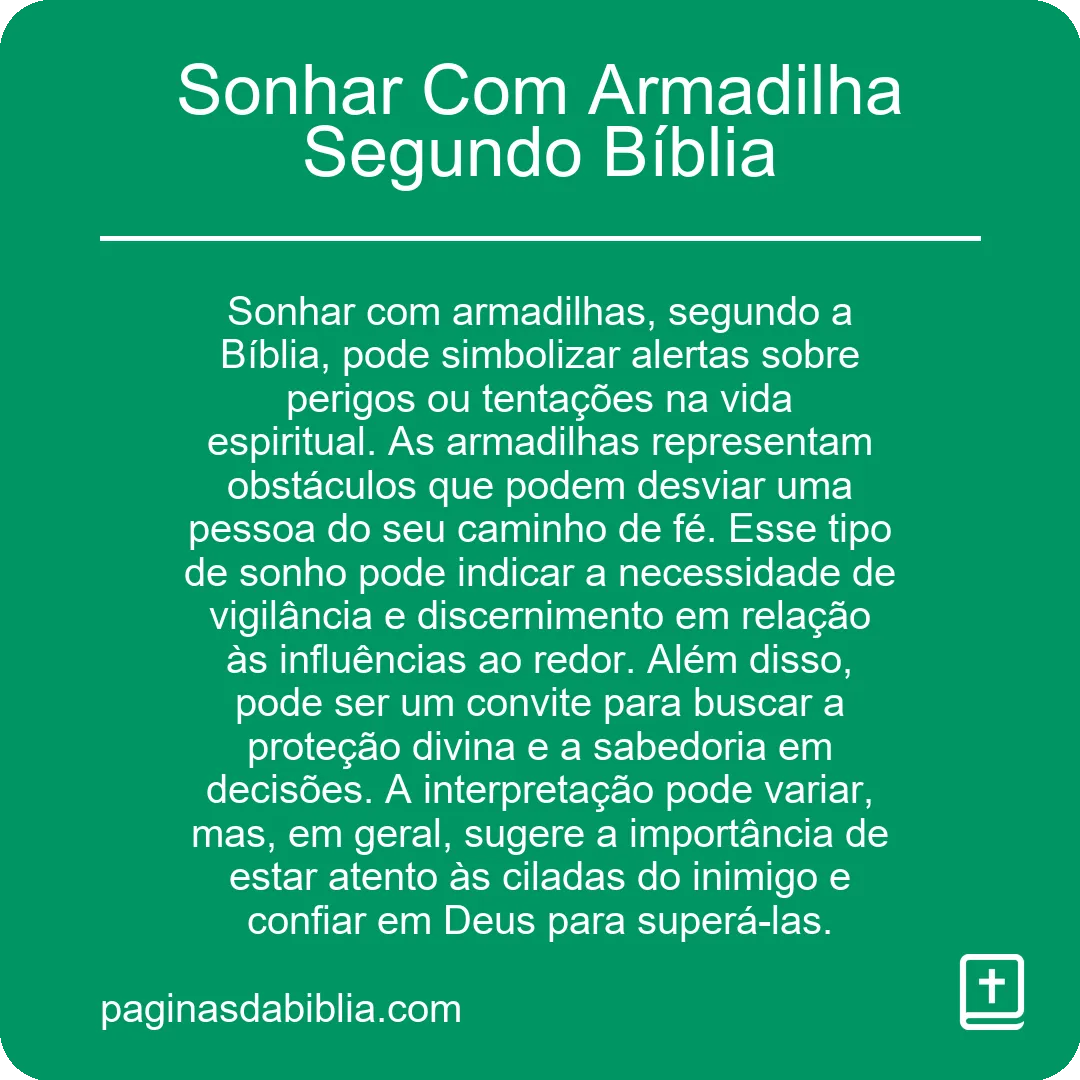 Sonhar Com Armadilha Segundo Bíblia