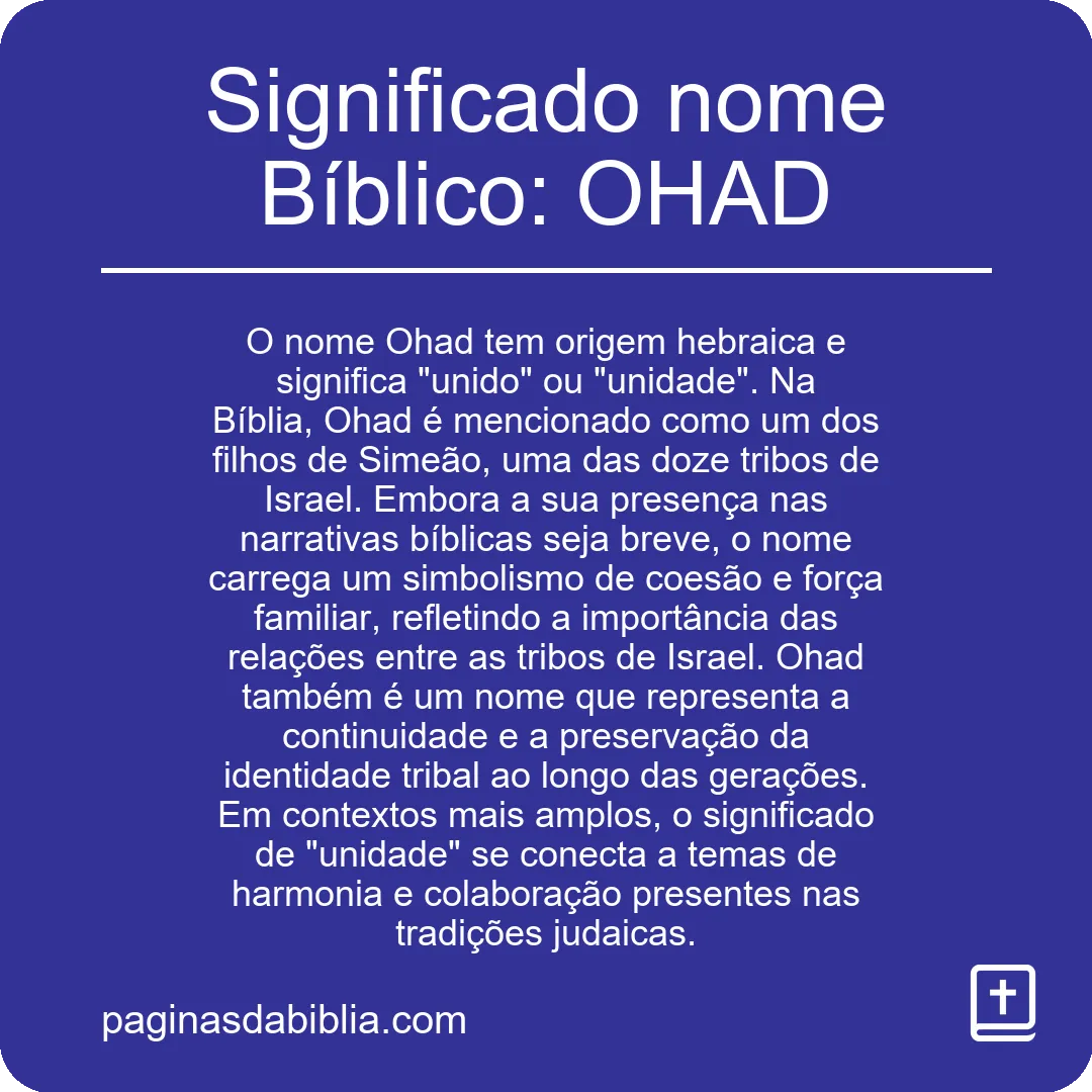 Significado nome Bíblico: OHAD