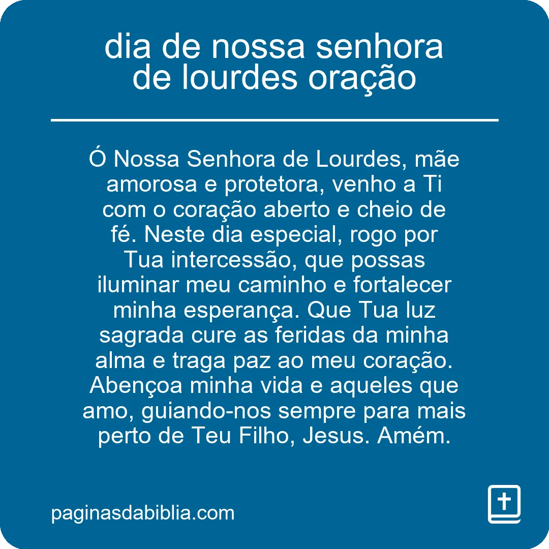 dia de nossa senhora de lourdes oração