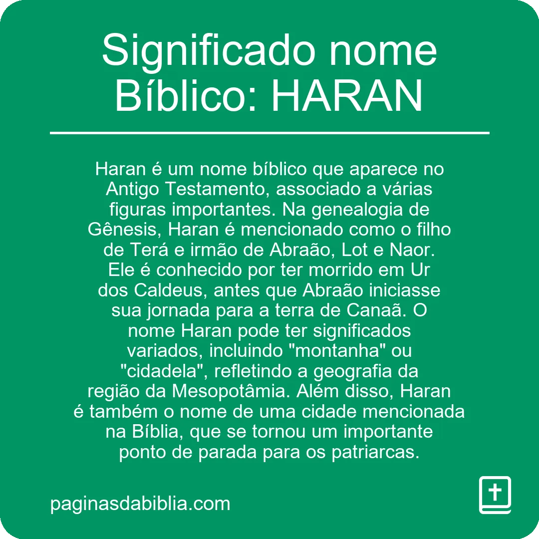 Significado nome Bíblico: HARAN