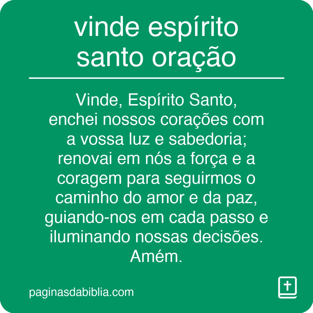 vinde espírito santo oração