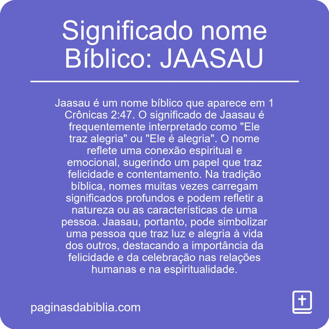 Significado nome Bíblico: JAASAU