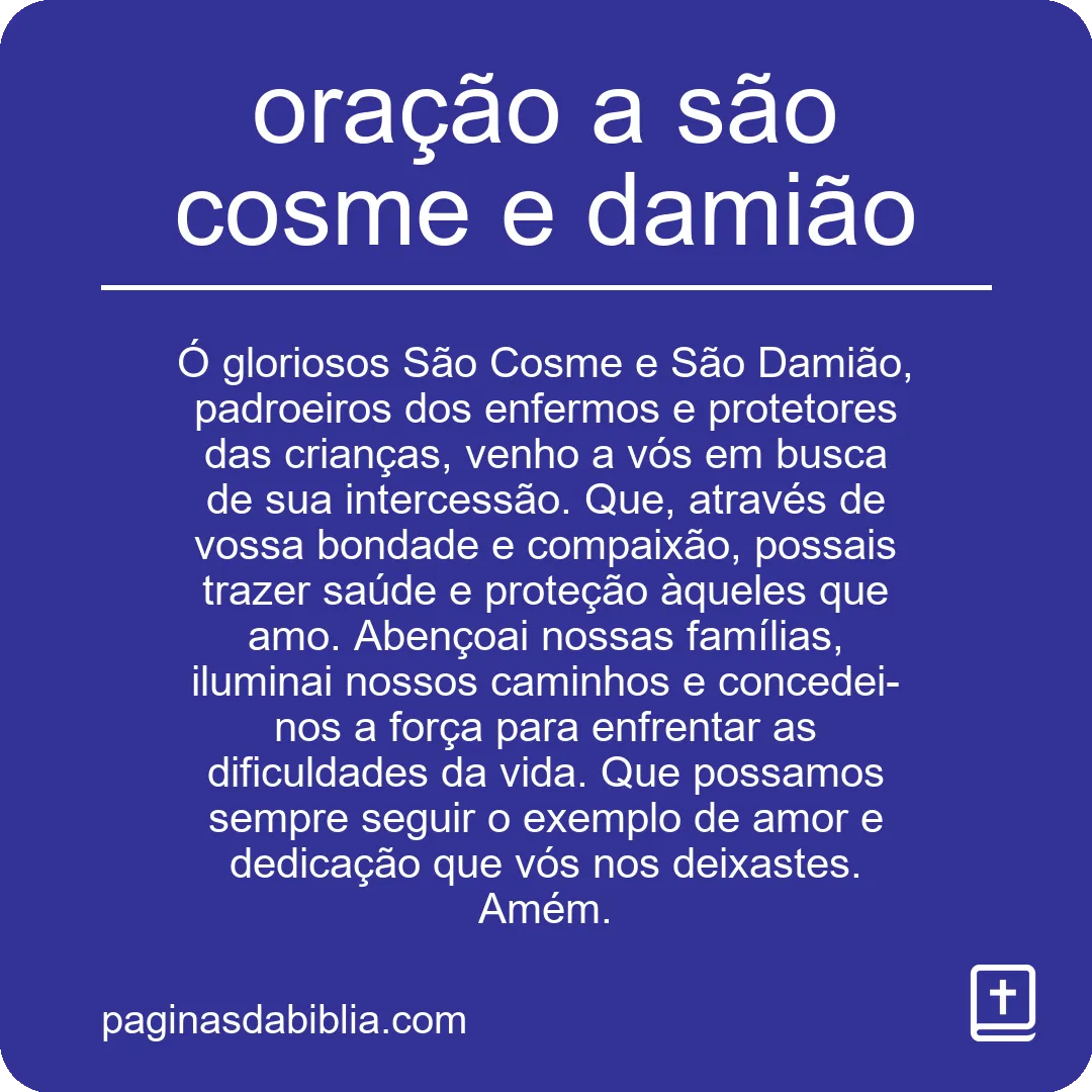 oração a são cosme e damião