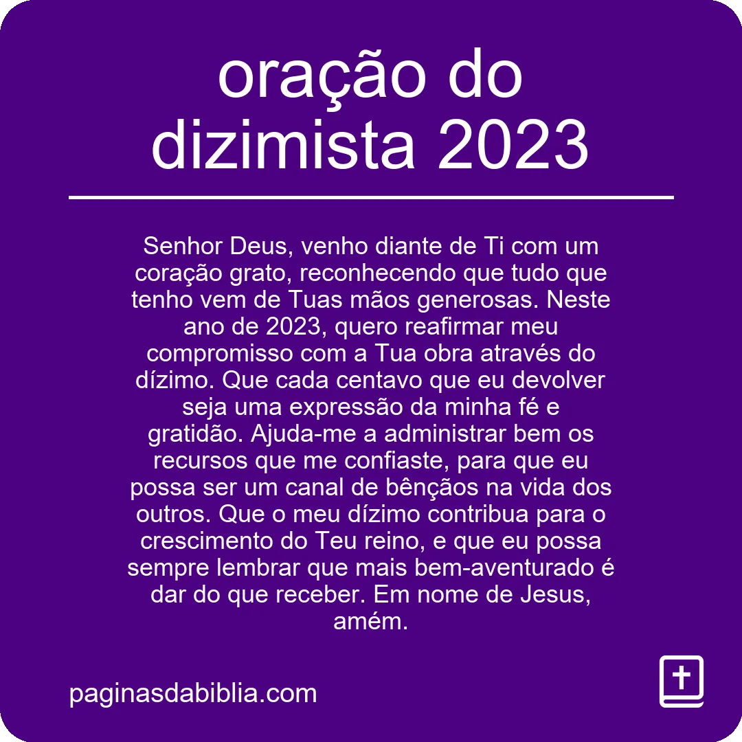 oração do dizimista 2023