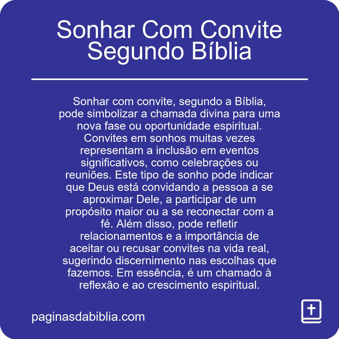 Sonhar Com Convite Segundo Bíblia