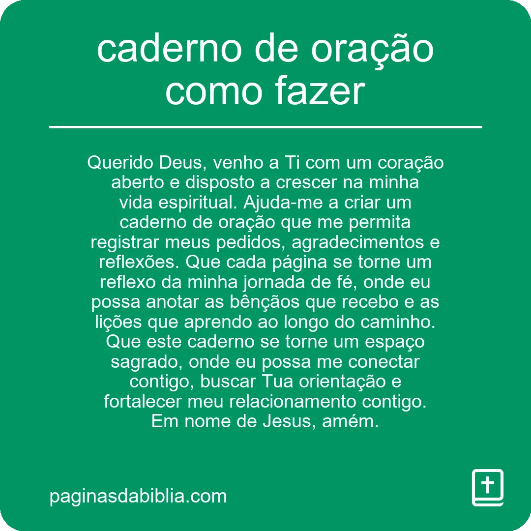 caderno de oração como fazer