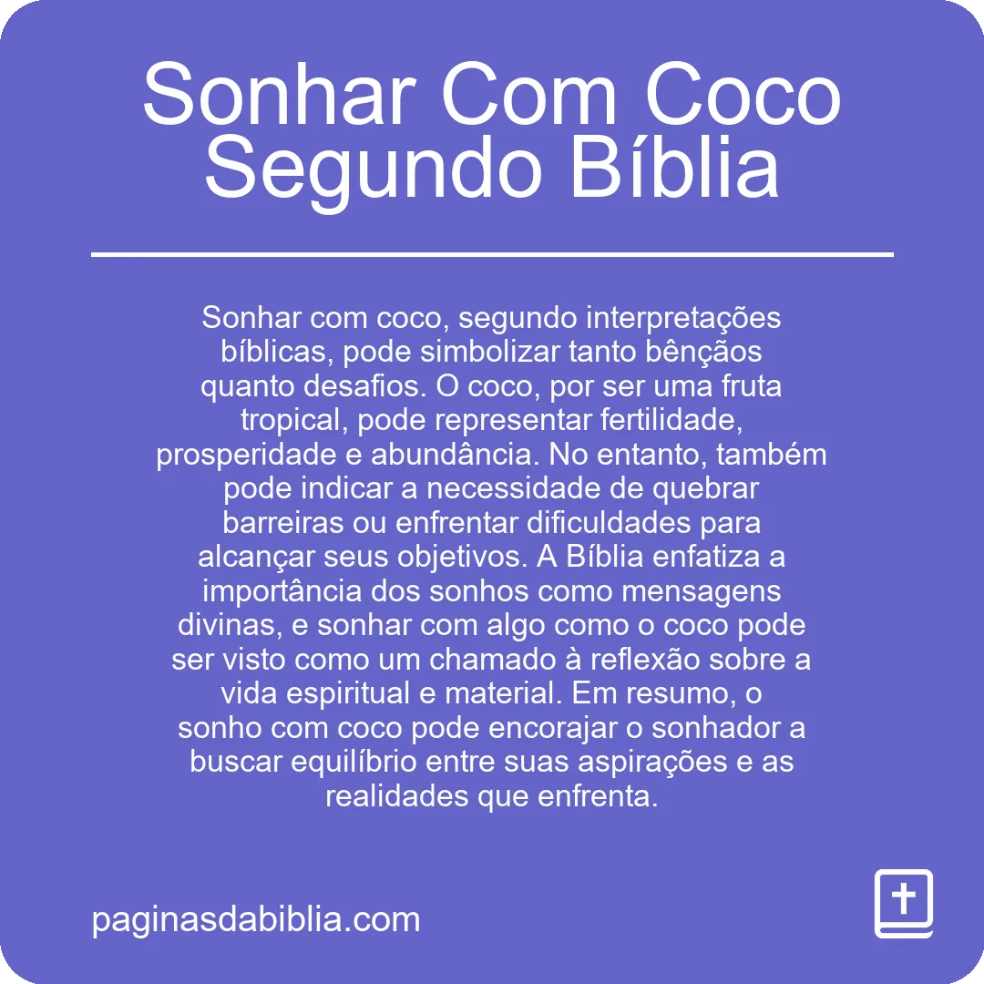 Sonhar Com Coco Segundo Bíblia