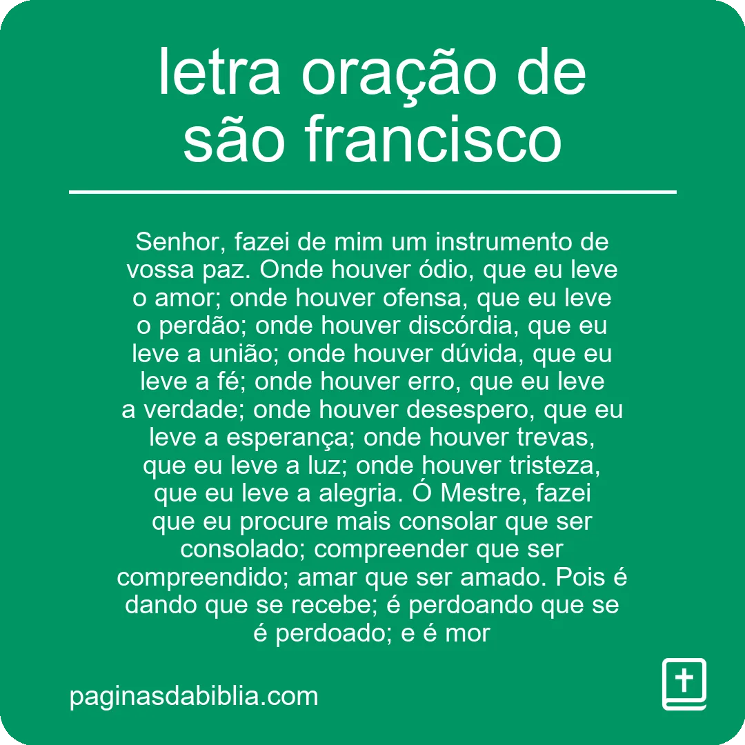 letra oração de são francisco