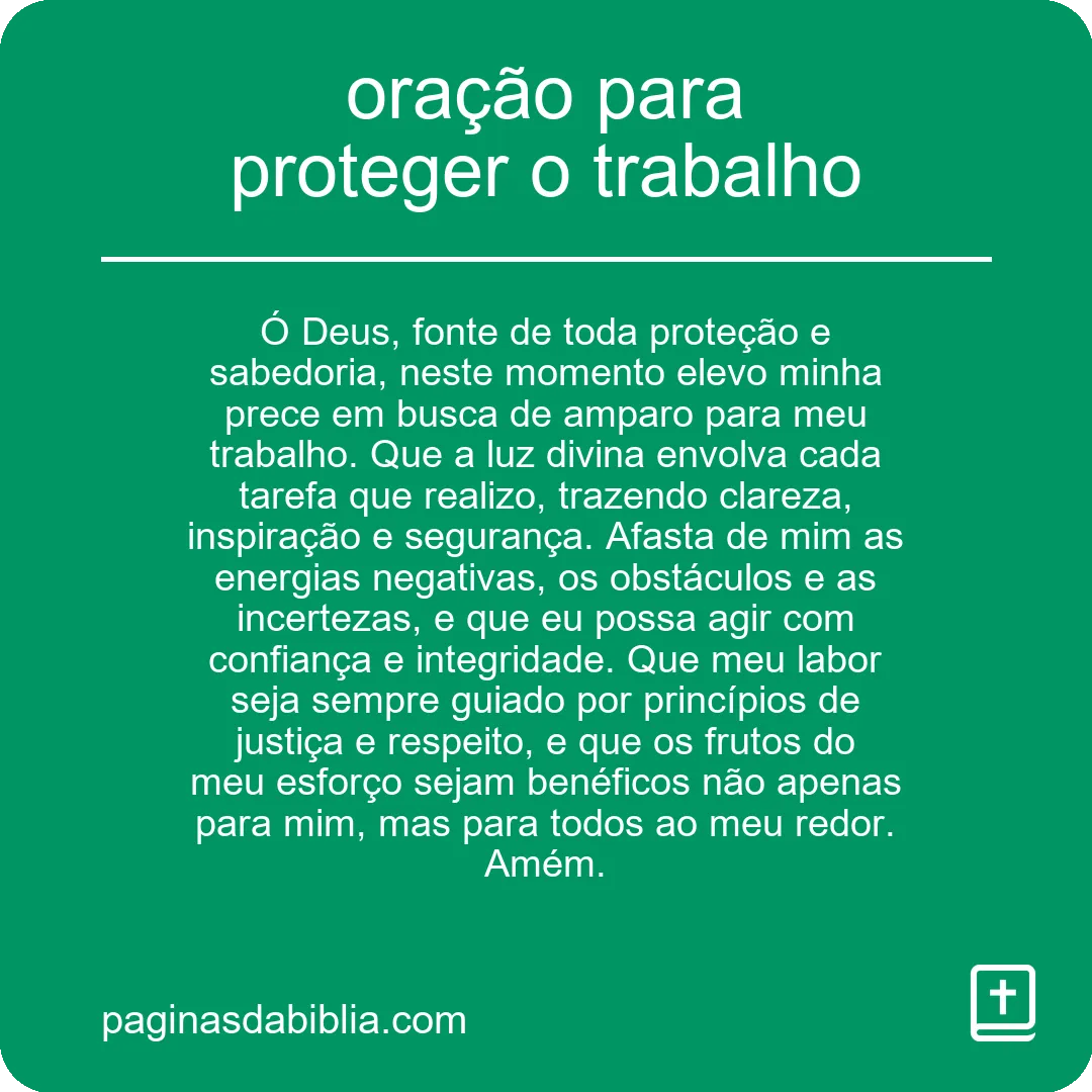 oração para proteger o trabalho