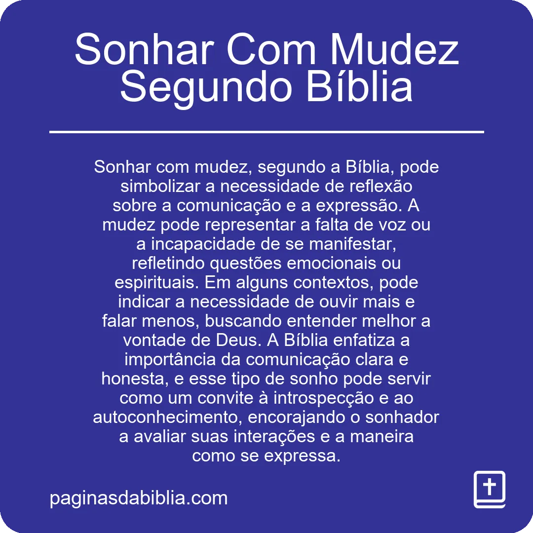 Sonhar Com Mudez Segundo Bíblia