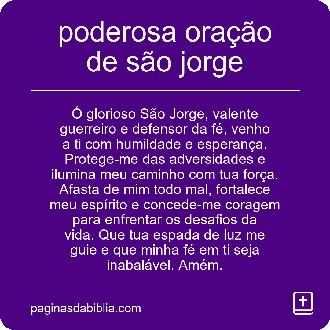 poderosa oração de são jorge