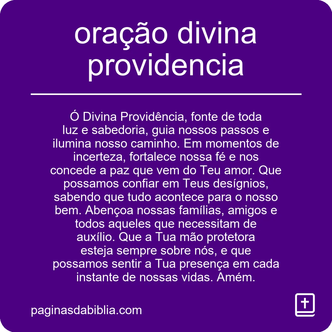 oração divina providencia