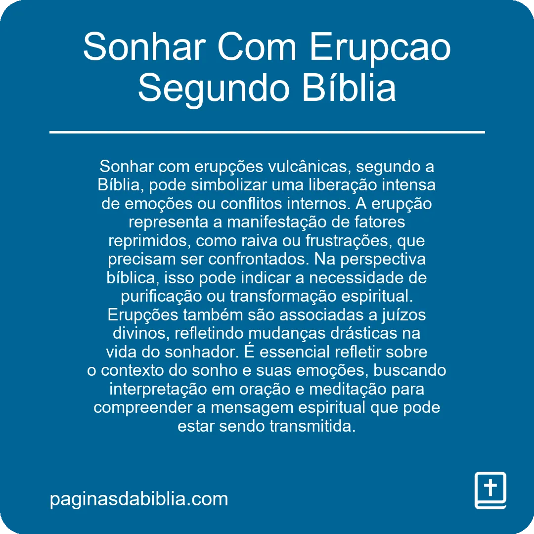 Sonhar Com Erupcao Segundo Bíblia