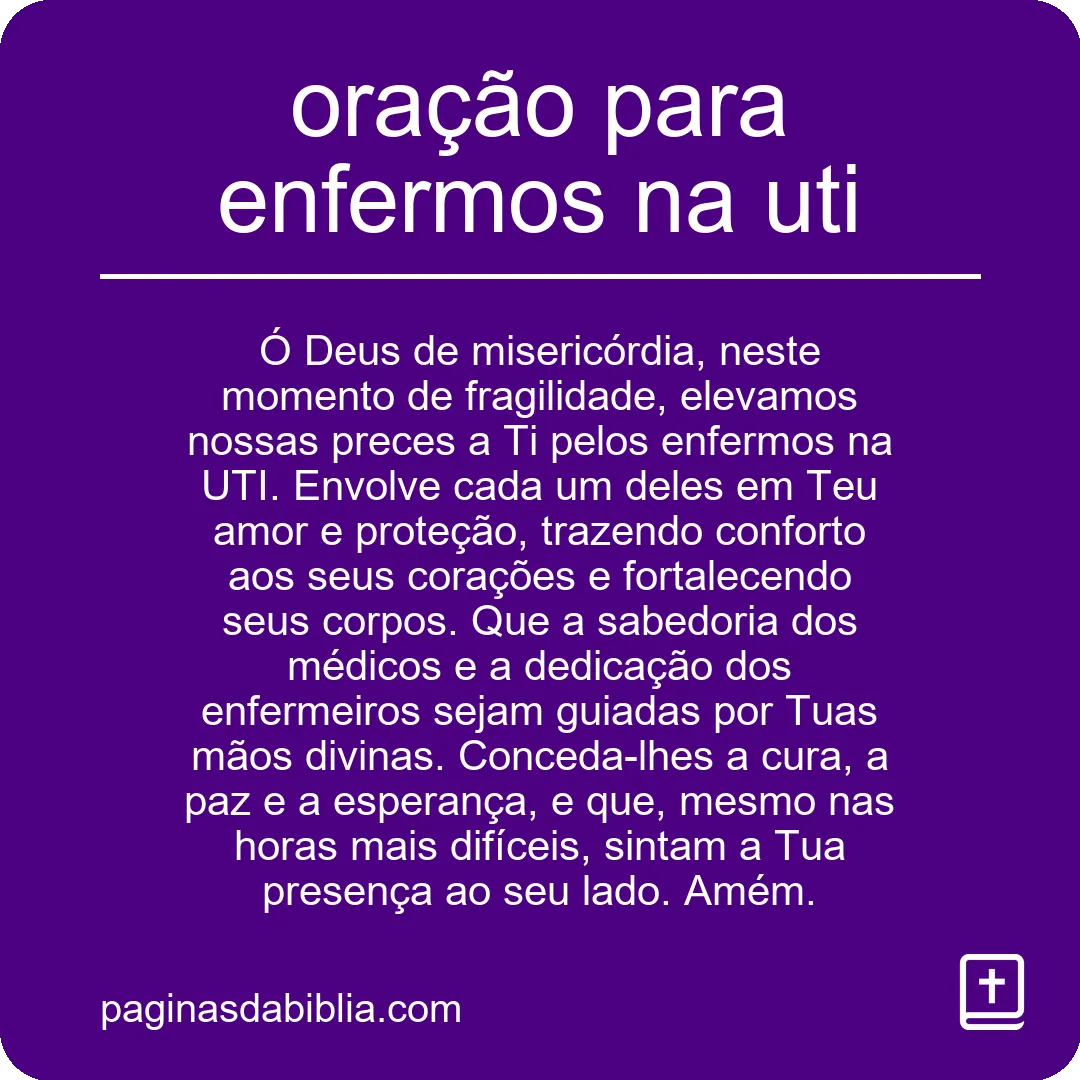 oração para enfermos na uti