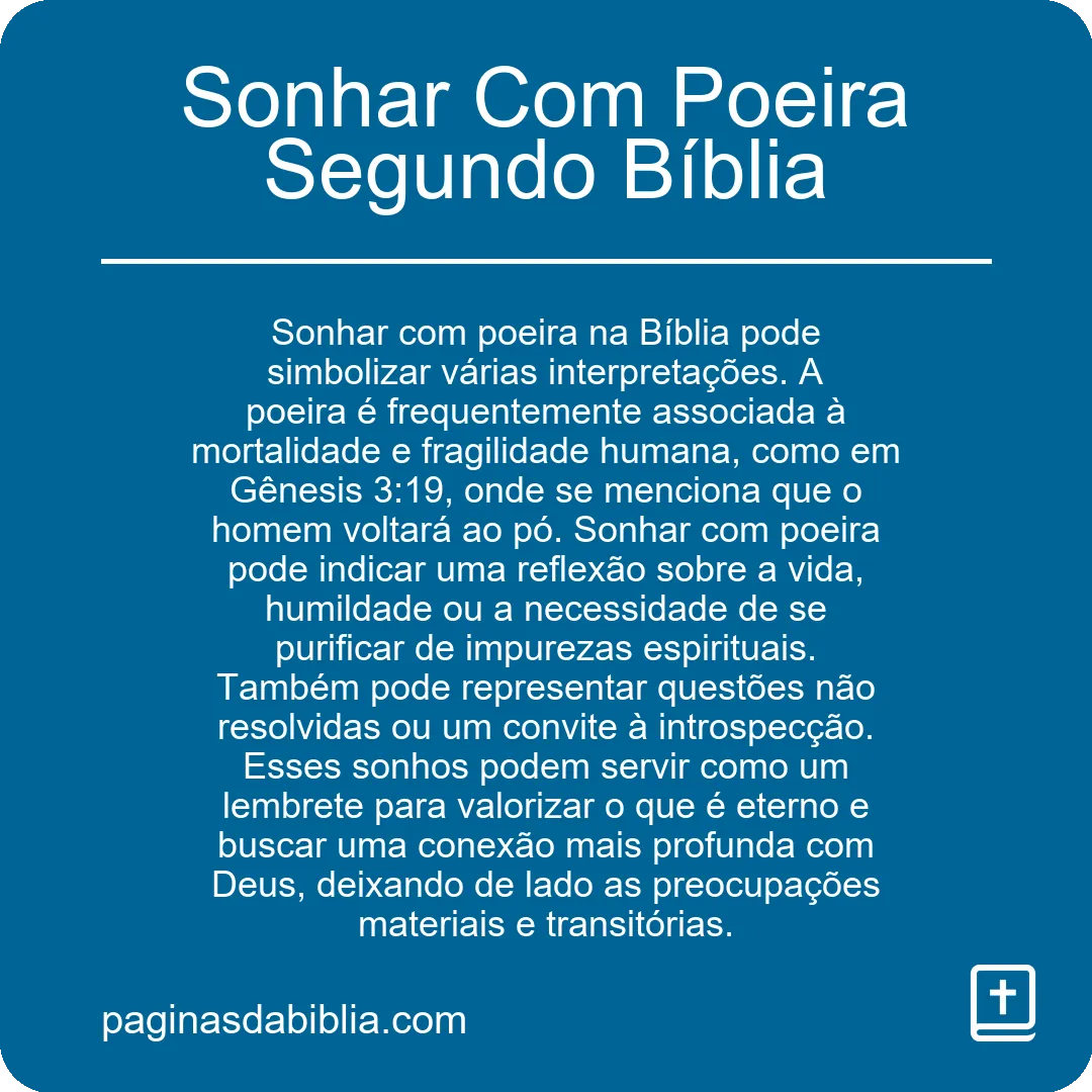 Sonhar Com Poeira Segundo Bíblia