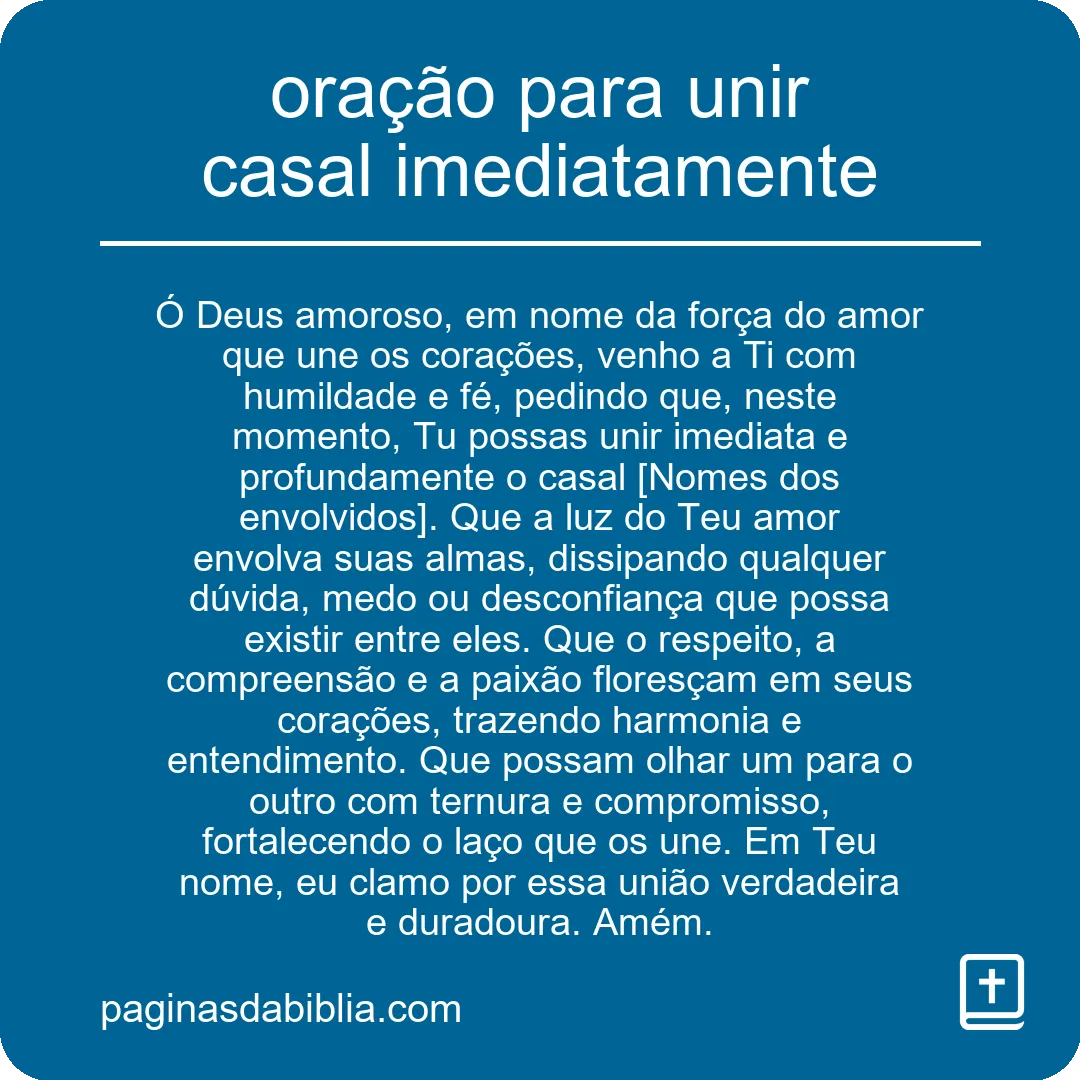 oração para unir casal imediatamente