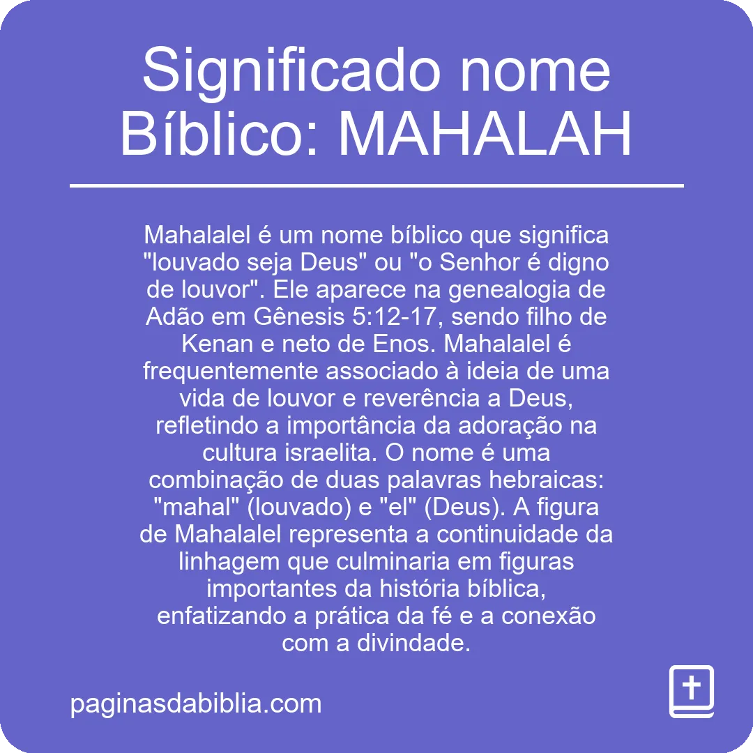 Significado nome Bíblico: MAHALAH