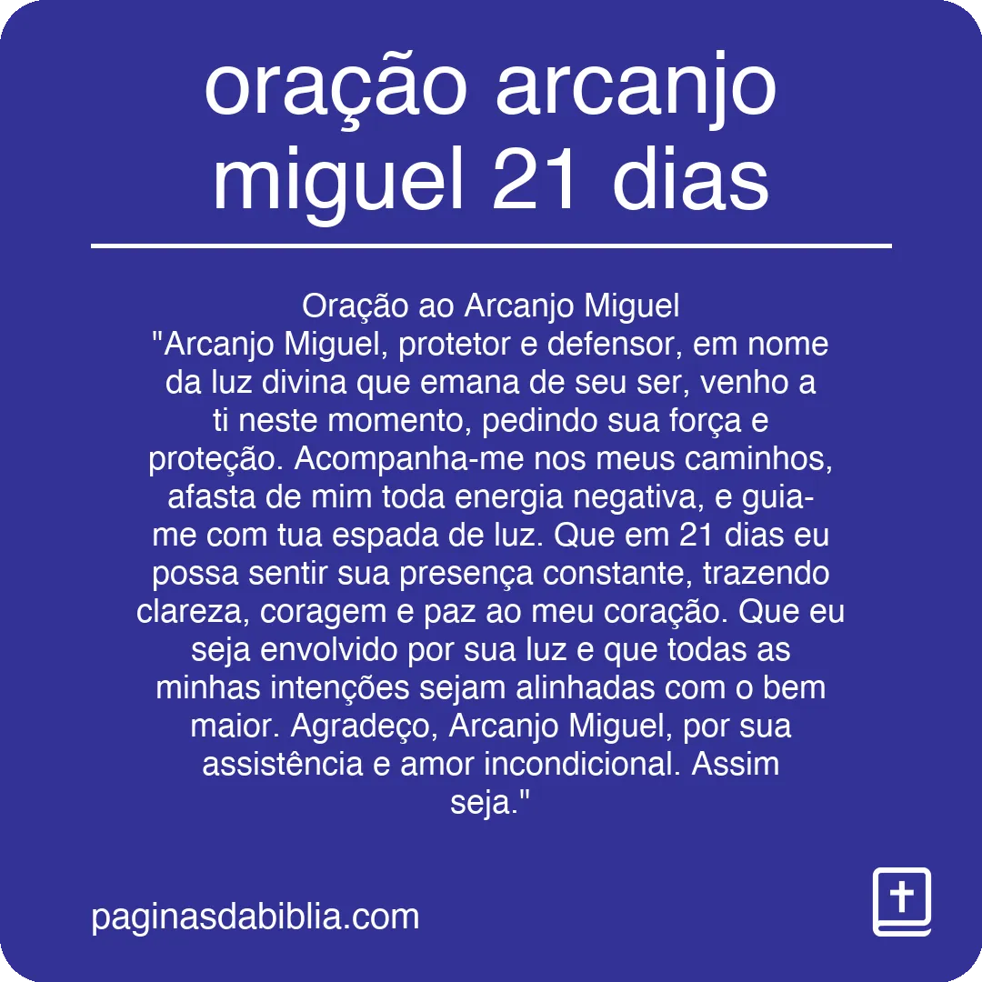 oração arcanjo miguel 21 dias