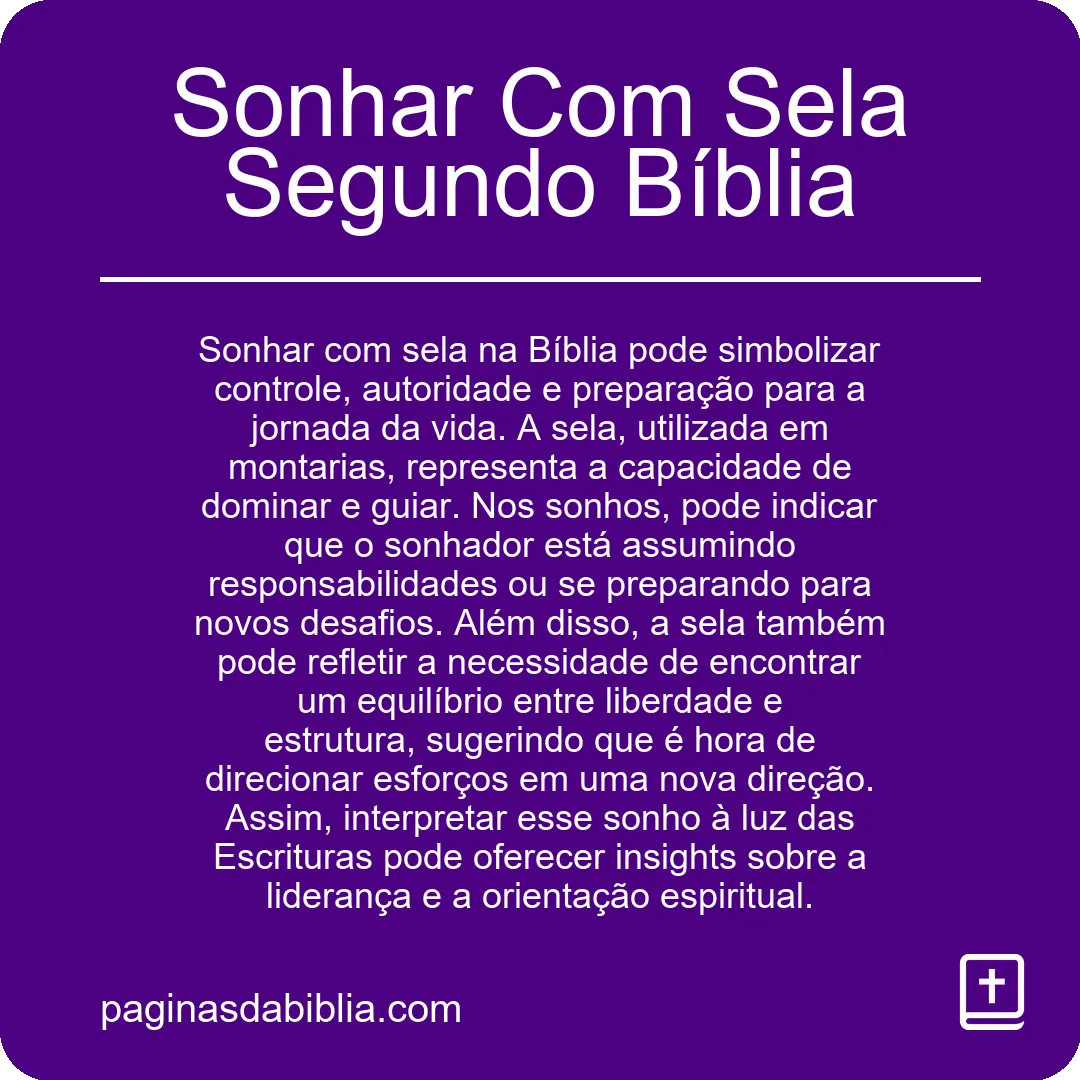 Sonhar Com Sela Segundo Bíblia