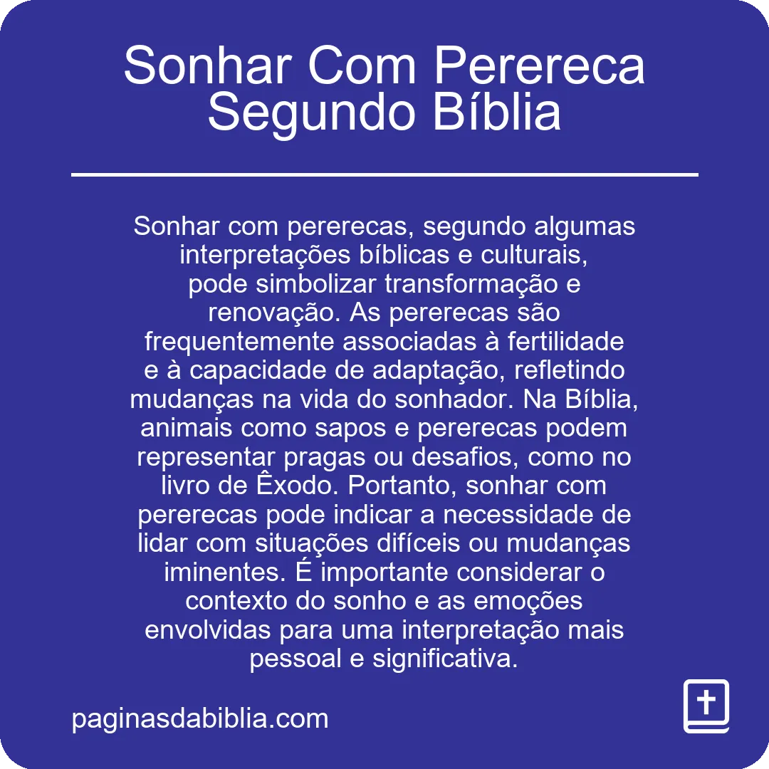 Sonhar Com Perereca Segundo Bíblia