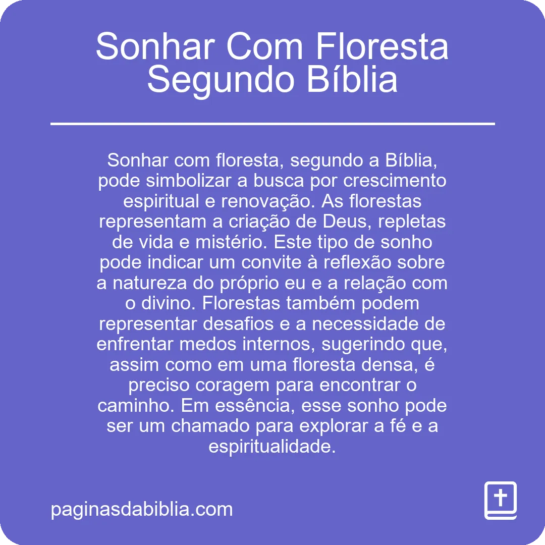 Sonhar Com Floresta Segundo Bíblia