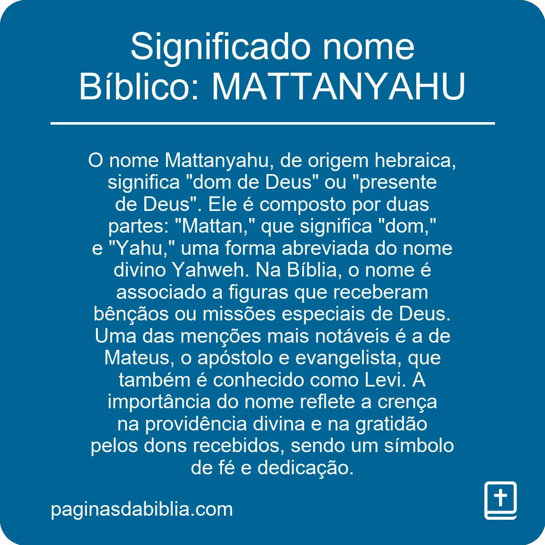 Significado nome Bíblico: MATTANYAHU