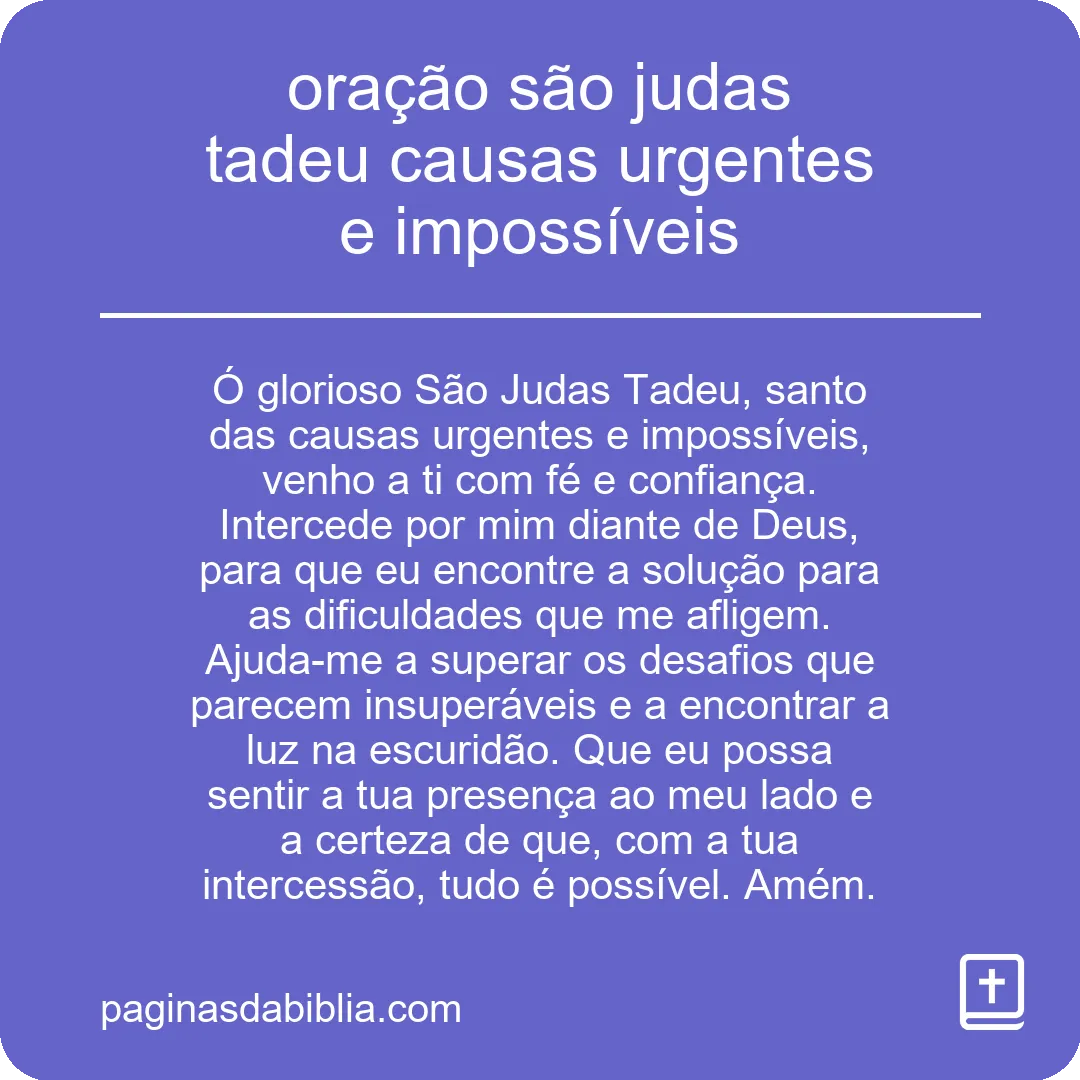 oração são judas tadeu causas urgentes e impossíveis