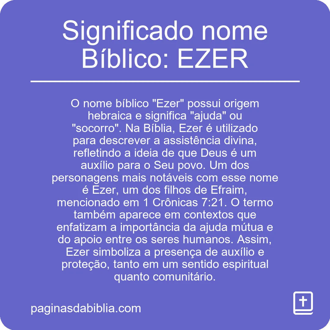 Significado nome Bíblico: EZER